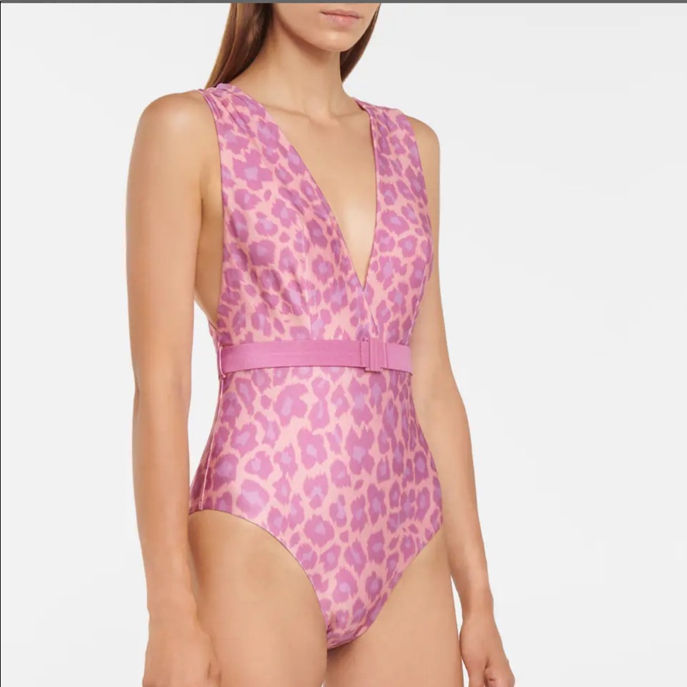 Zimmermann Teddy Leopard Print Plunge Buckle Swimsuit